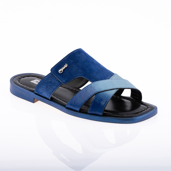 Sandali in camoscio e pelle di struzzo - Multiblue & Royal Blue