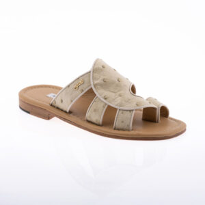 Sandali in pelle di struzzo - Saddle White
