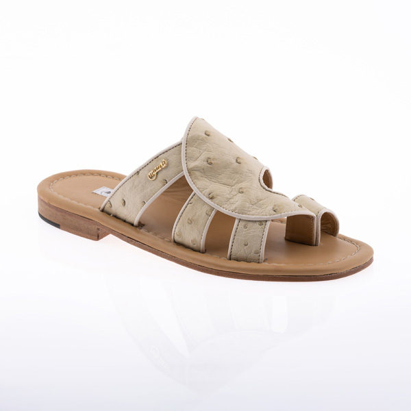 Sandali in pelle di struzzo - Saddle White